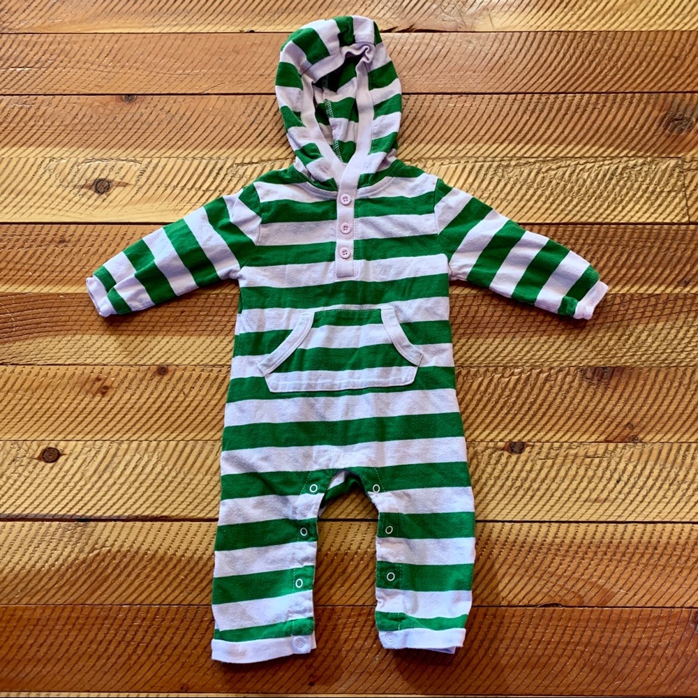 Leveret Stripe Hooded Romper size 6-12 months